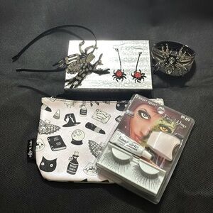 Pink Cosmetic Bag with Black and White Print